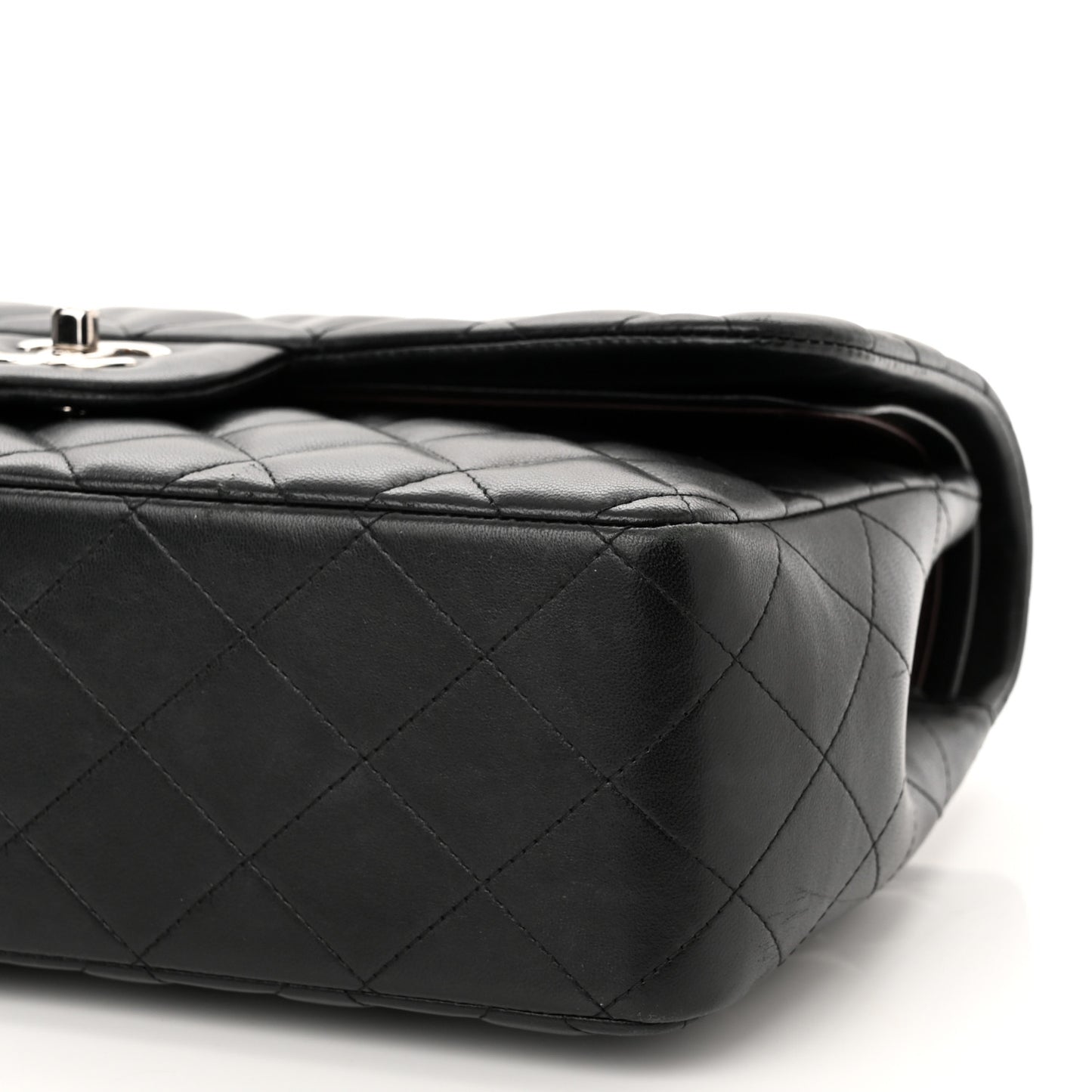 Lambskin Quilted Jumbo Double Flap Black