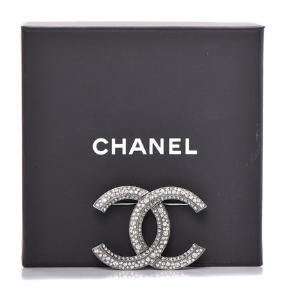 Chanel Ruthenium Crystal CC Brooch Grey 5 of 5