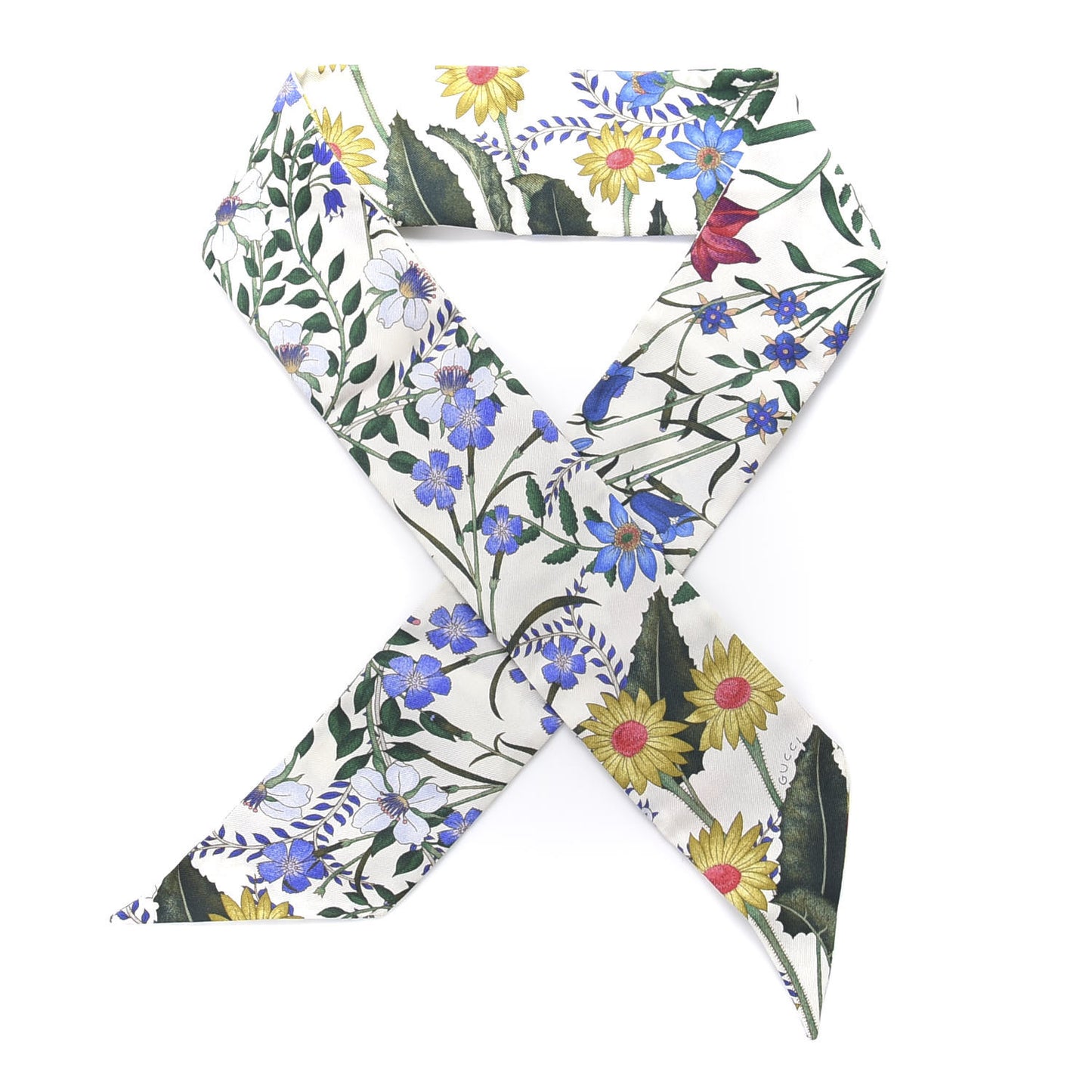Silk Floral Neck Bow Scarf Multicolor