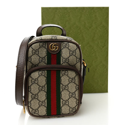 Gucci GG Supreme Monogram Web Mini Ophidia Double Zip Messenger Bag Beige New Acero 13 of 13