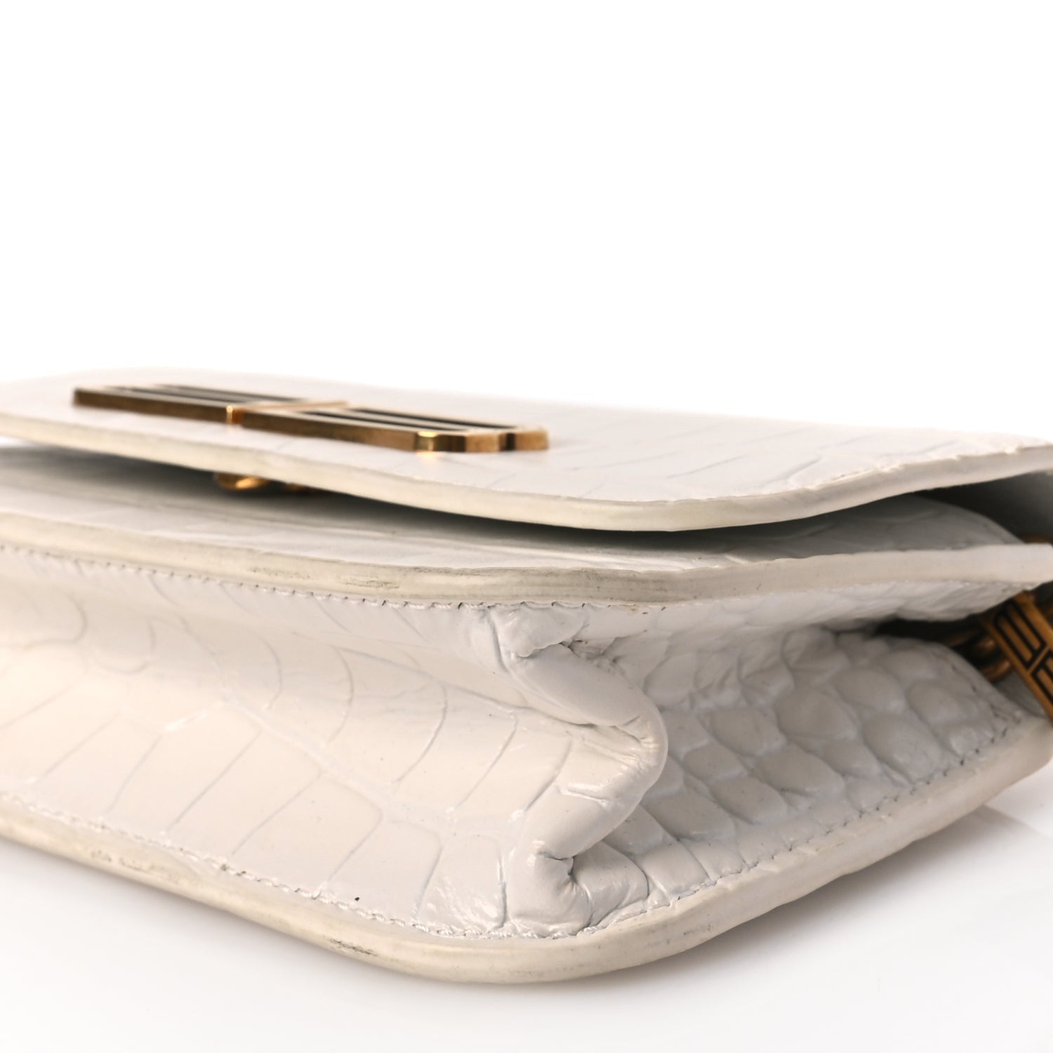 Balenciaga Extra Supple Calfskin Crocodile Embossed Gossip Wallet On Chain Optic White 8 of 8
