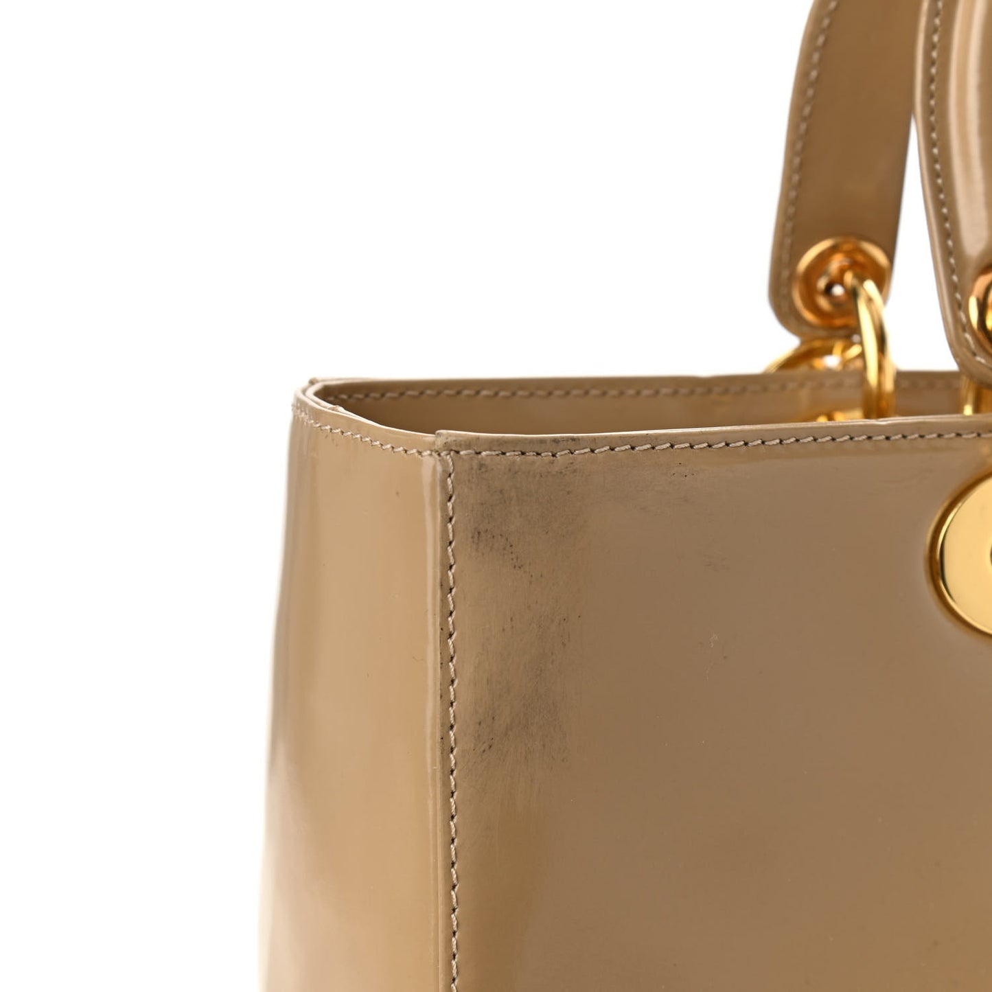 Patent Large Lady Dior Beige