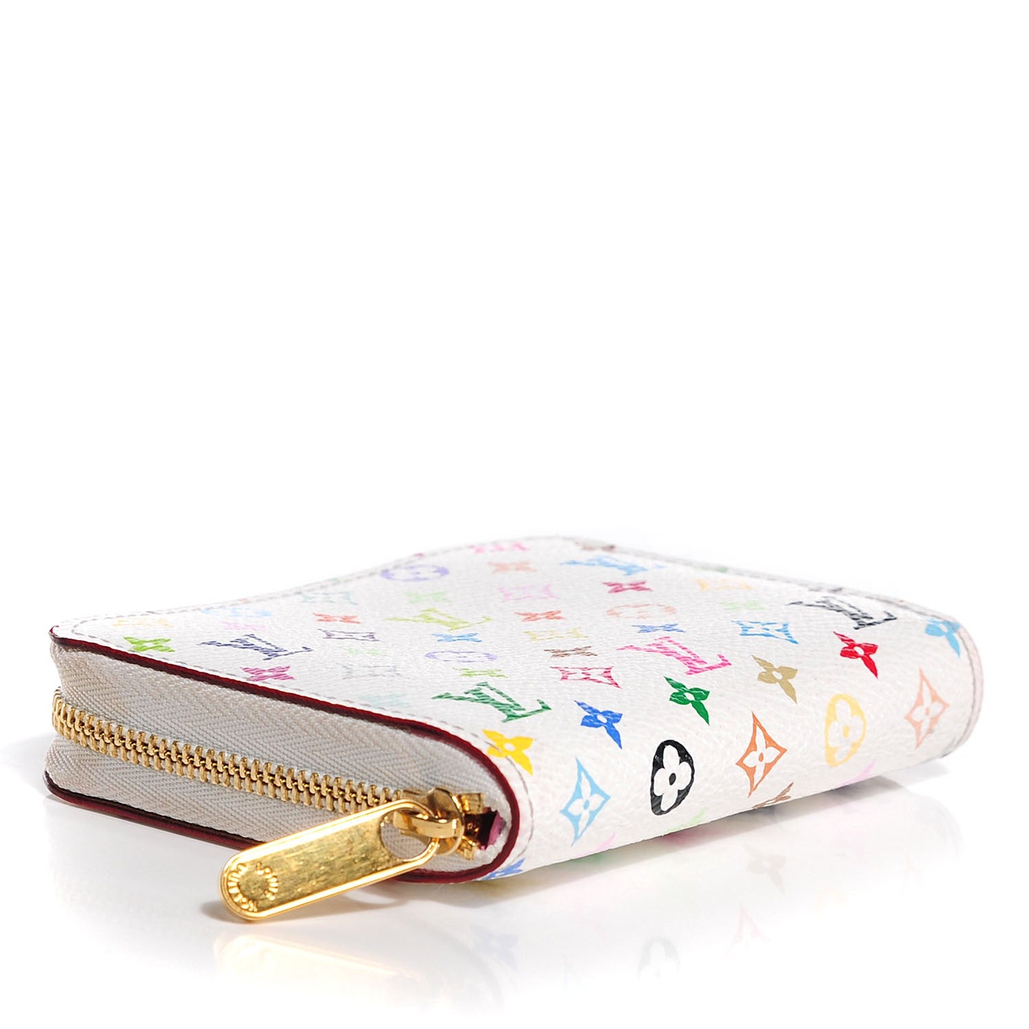Louis Vuitton Monogram Multicolor Zippy Coin Purse Wallet White Litchi 4 of 8