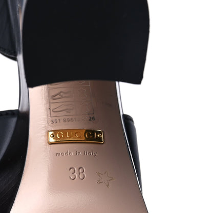 Gucci Cosmos Softy Calfskin Wooden Interlocking G Cut-Out 30/120mm Platform Sandals 38  Black 7 of 9