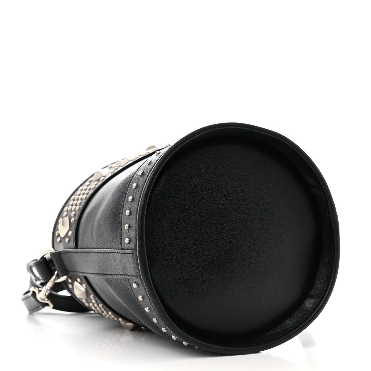 Smooth Calfskin Studded Small Bahia Drawstring Bucket Bag Black