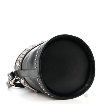 Saint Laurent Smooth Calfskin Studded Small Bahia Drawstring Bucket Bag Black 4 of 7