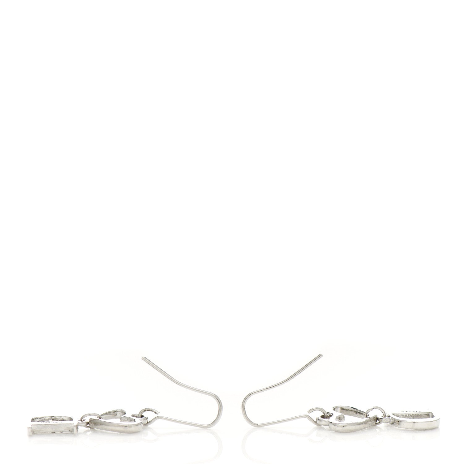 Christian Dior Crystal Heart Drop Earrings Silver 3 of 4