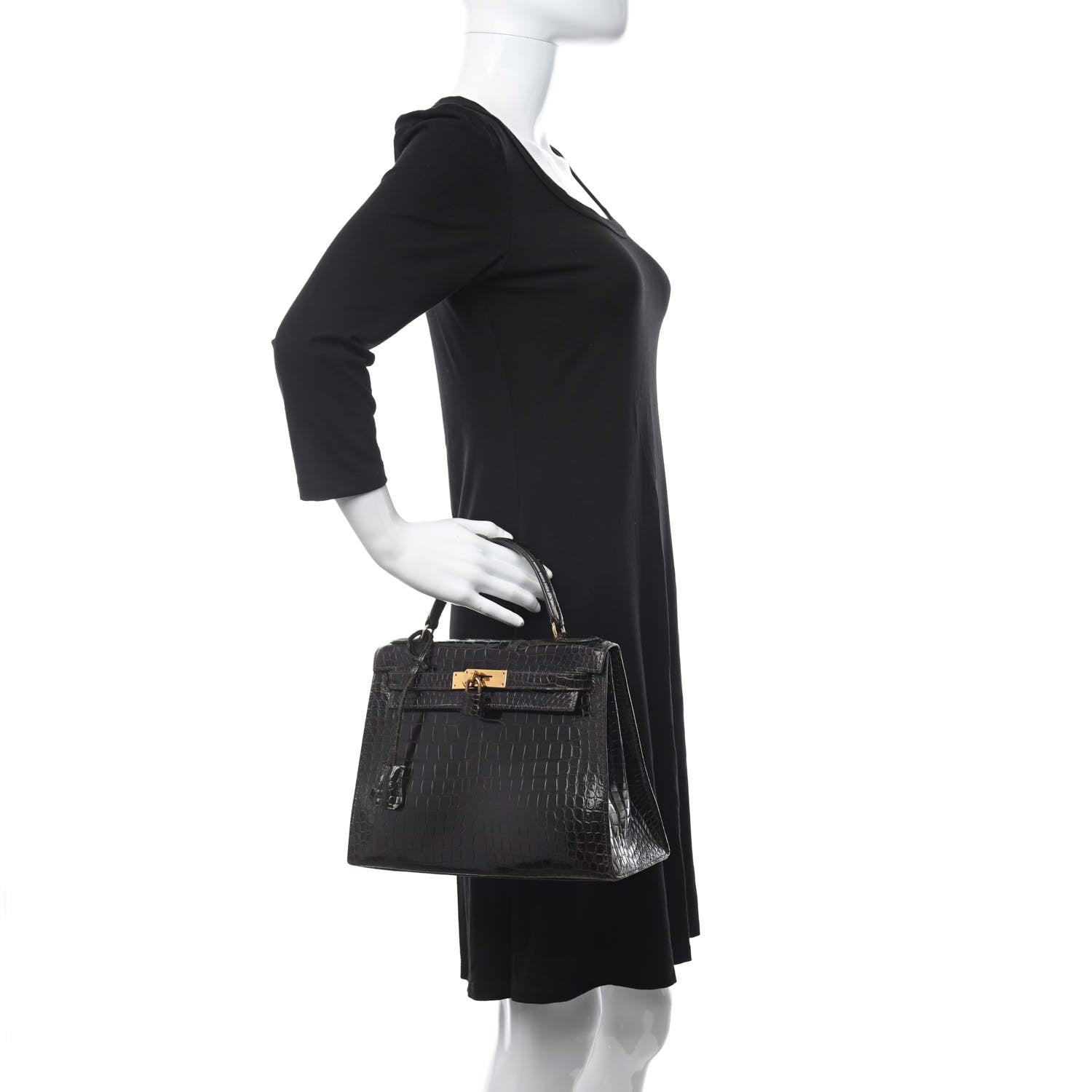 Hermes Shiny Porosus Crocodile Kelly Sellier 28 2 of 10