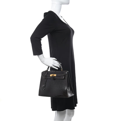 Hermes Shiny Porosus Crocodile Kelly Sellier 28 2 of 10