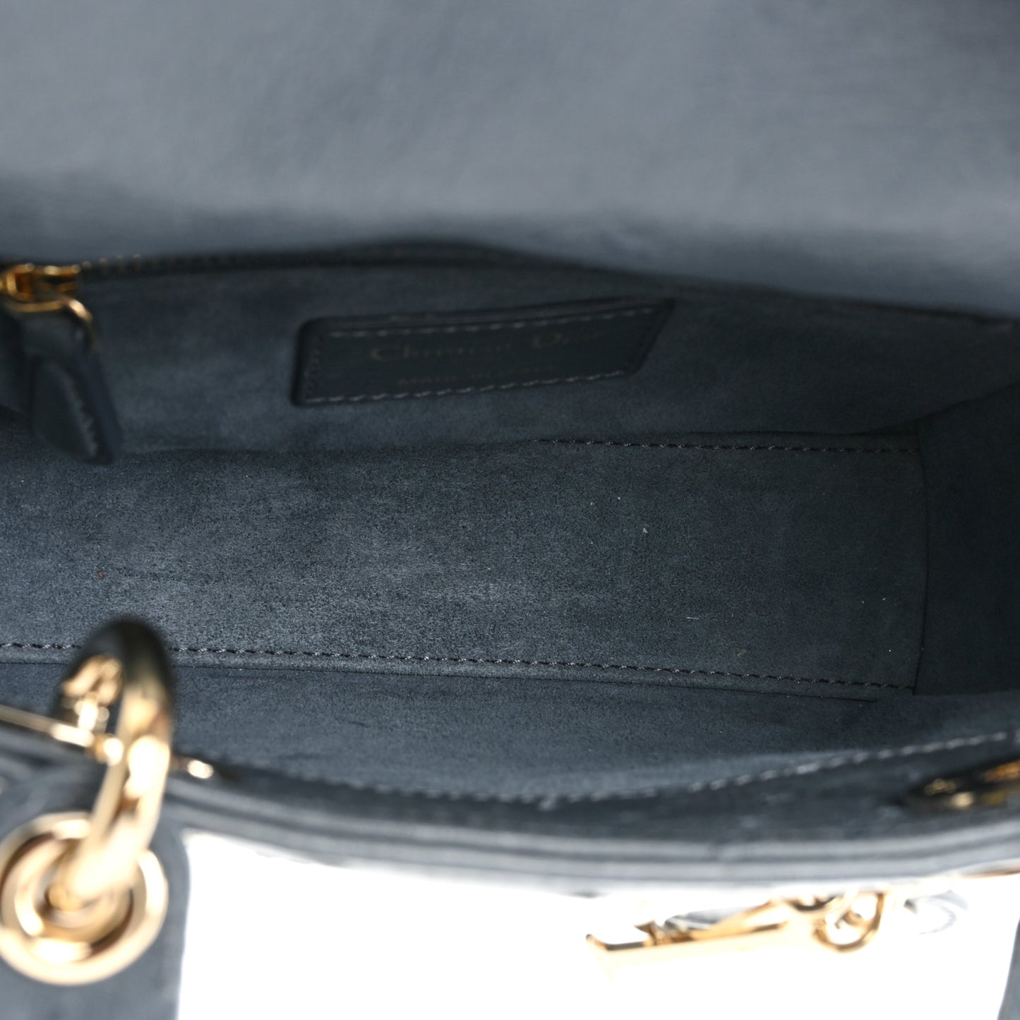 Ostrich Mini Lady Dior Dark Grey