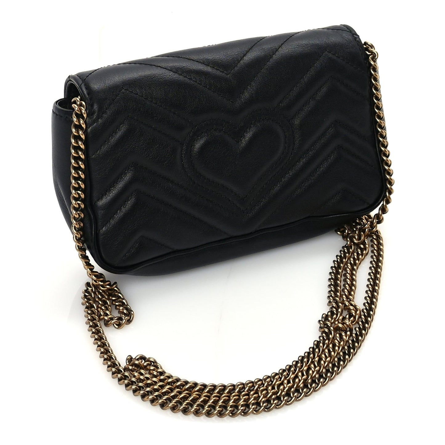 Calfskin Matelasse Super Mini GG Marmont Shoulder Bag  Black