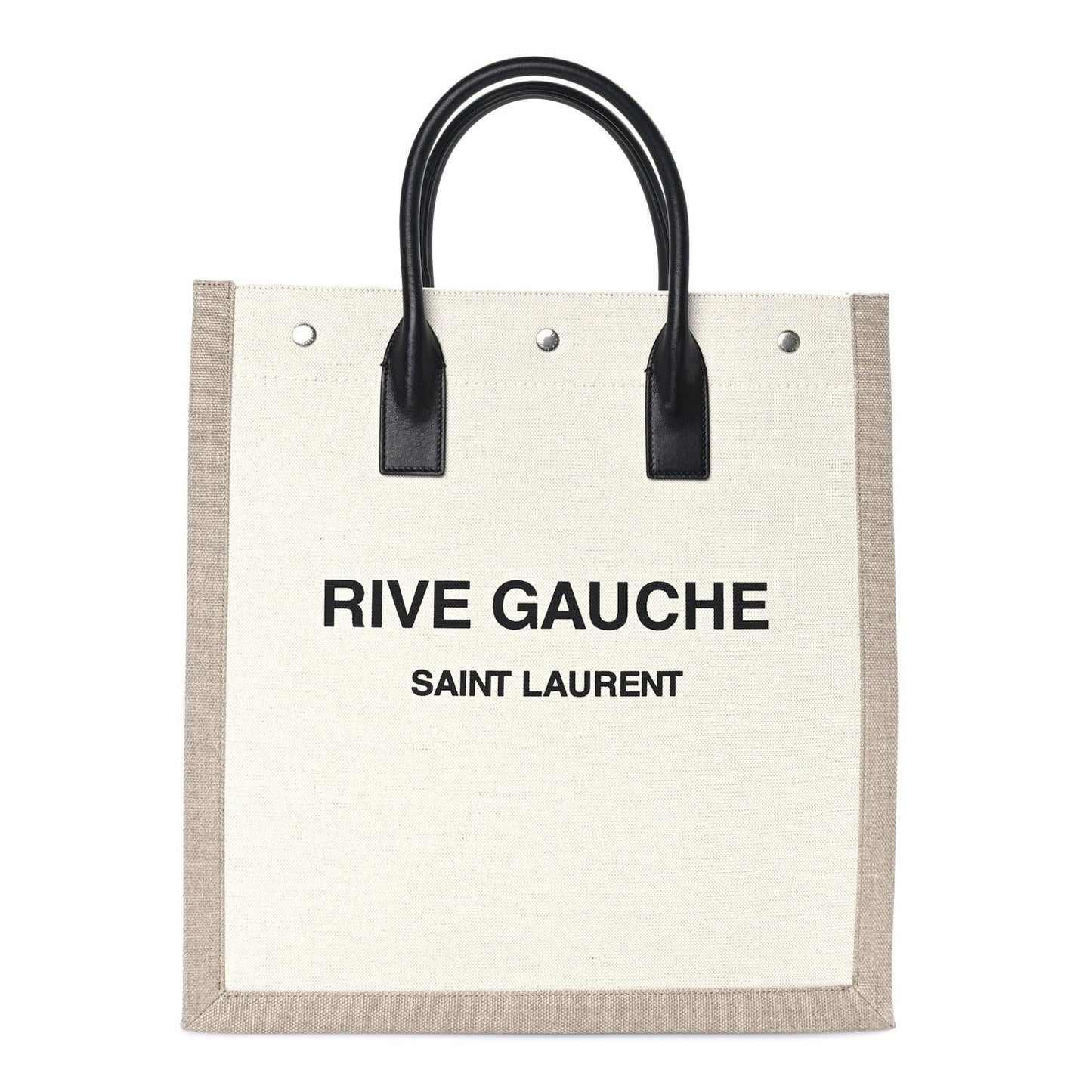 Linen Calfskin Rive Gauche North South Tote Optic White