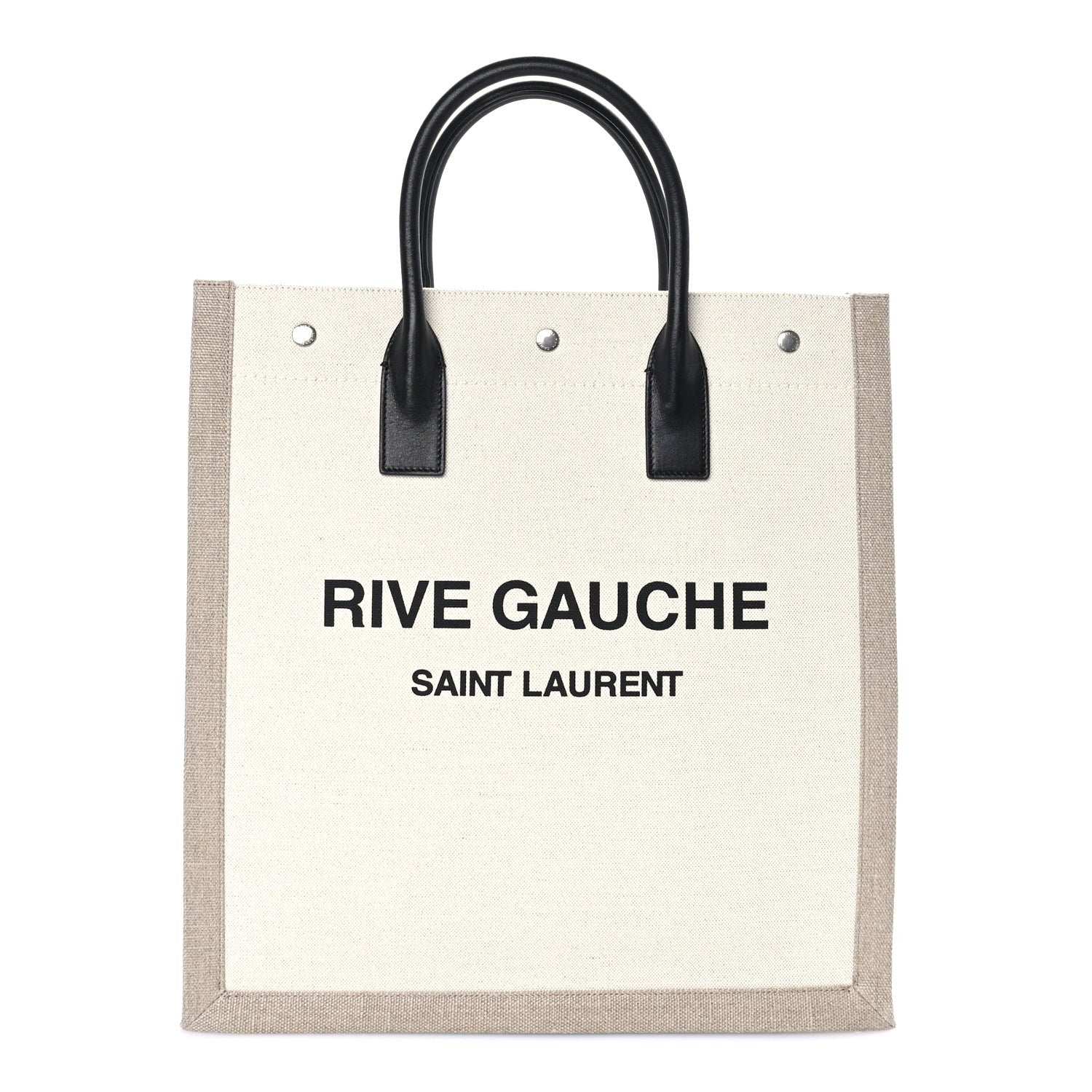 Saint Laurent Linen Calfskin Rive Gauche North South Tote Optic White 1 of 7