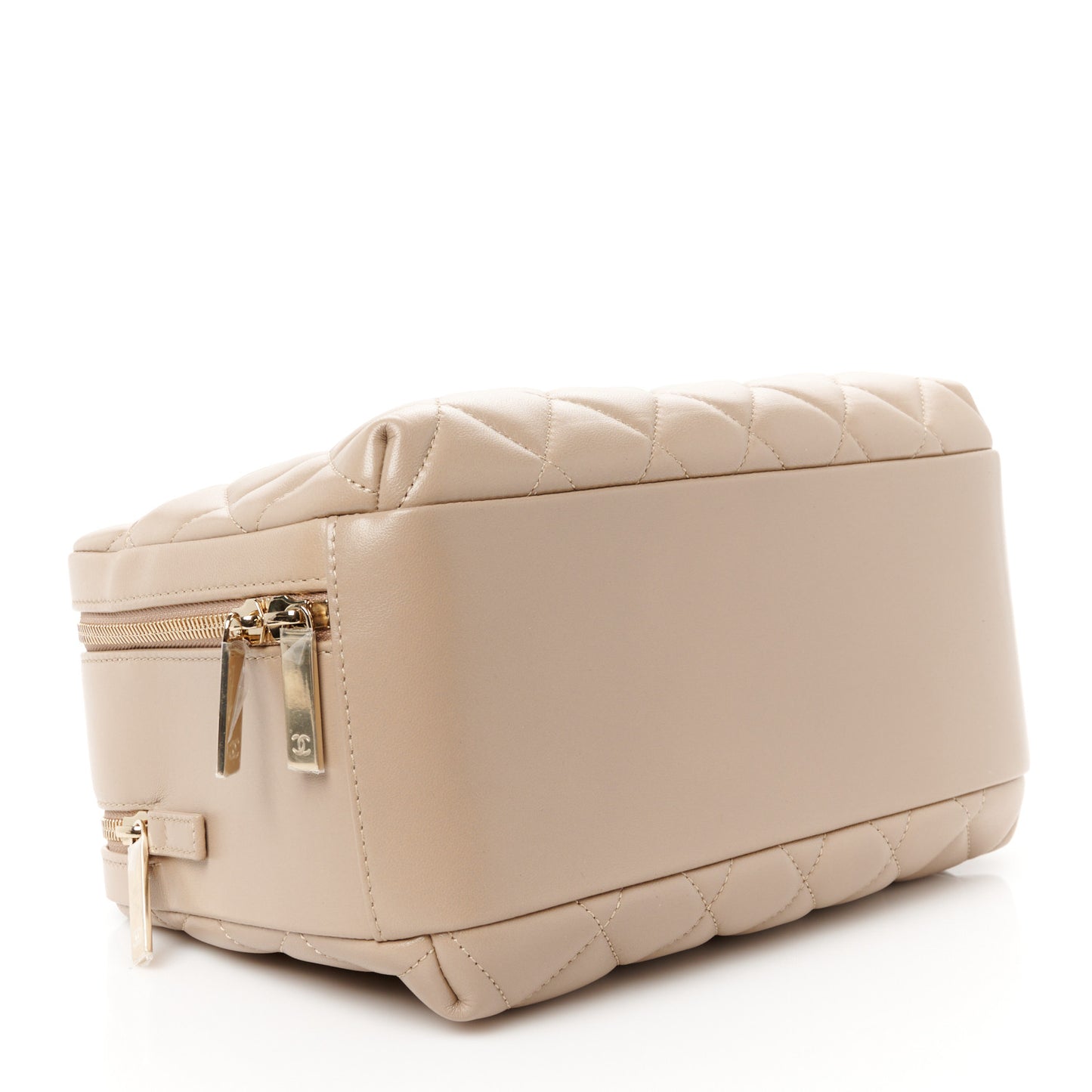 Lambskin Quilted Medium Trendy CC Bowling Bag Beige