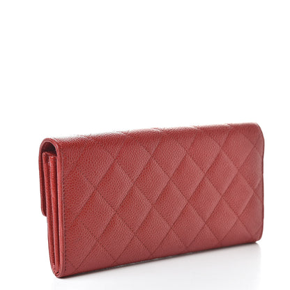 Chanel Caviar Quilted Large Gusset Flap Wallet Red 3 of 9