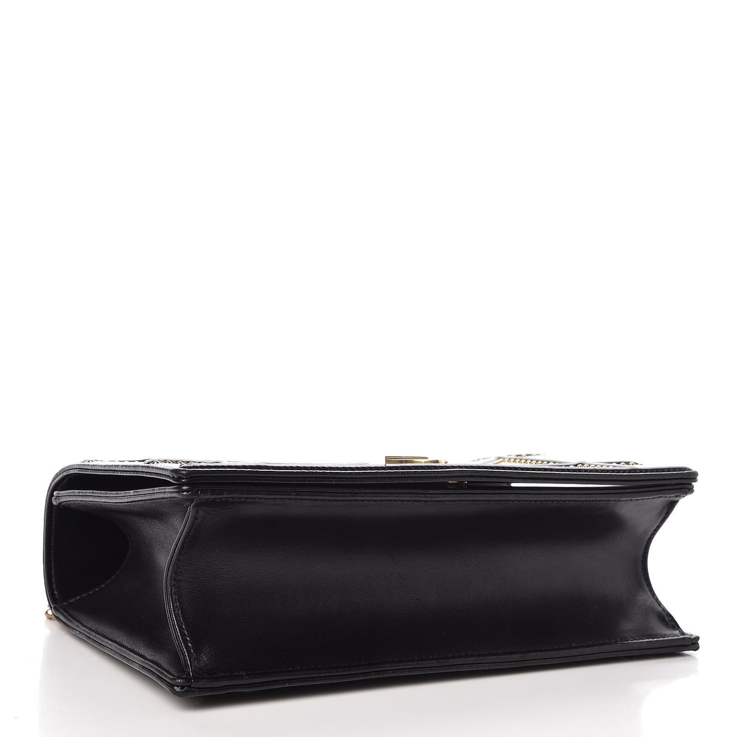 Lambskin Studded Medium Diorama Flap Bag Black
