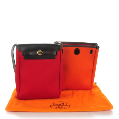 Hermes Barenia Toile Herbag TPM Red Orange 5 of 9