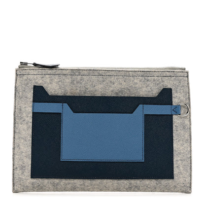 Hermes Felt Epsom Colorblock Toodoo 29 Zip Pouch 1 of 7