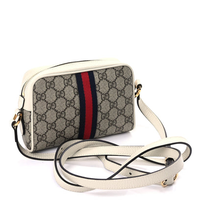 Gucci GG Supreme Monogram Textured Calfskin Web Mini Ophidia Shoulder Bag Beige Ebony Mystic White 2 of 7