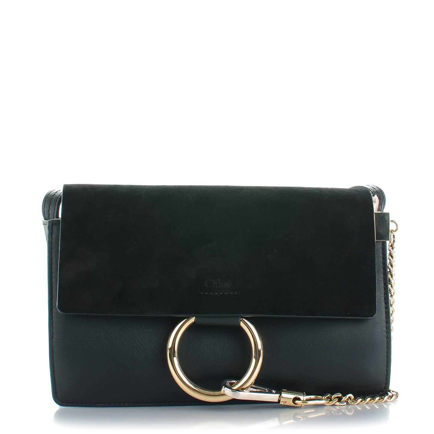 Suede Calfskin Small Faye Shoulder Bag Black