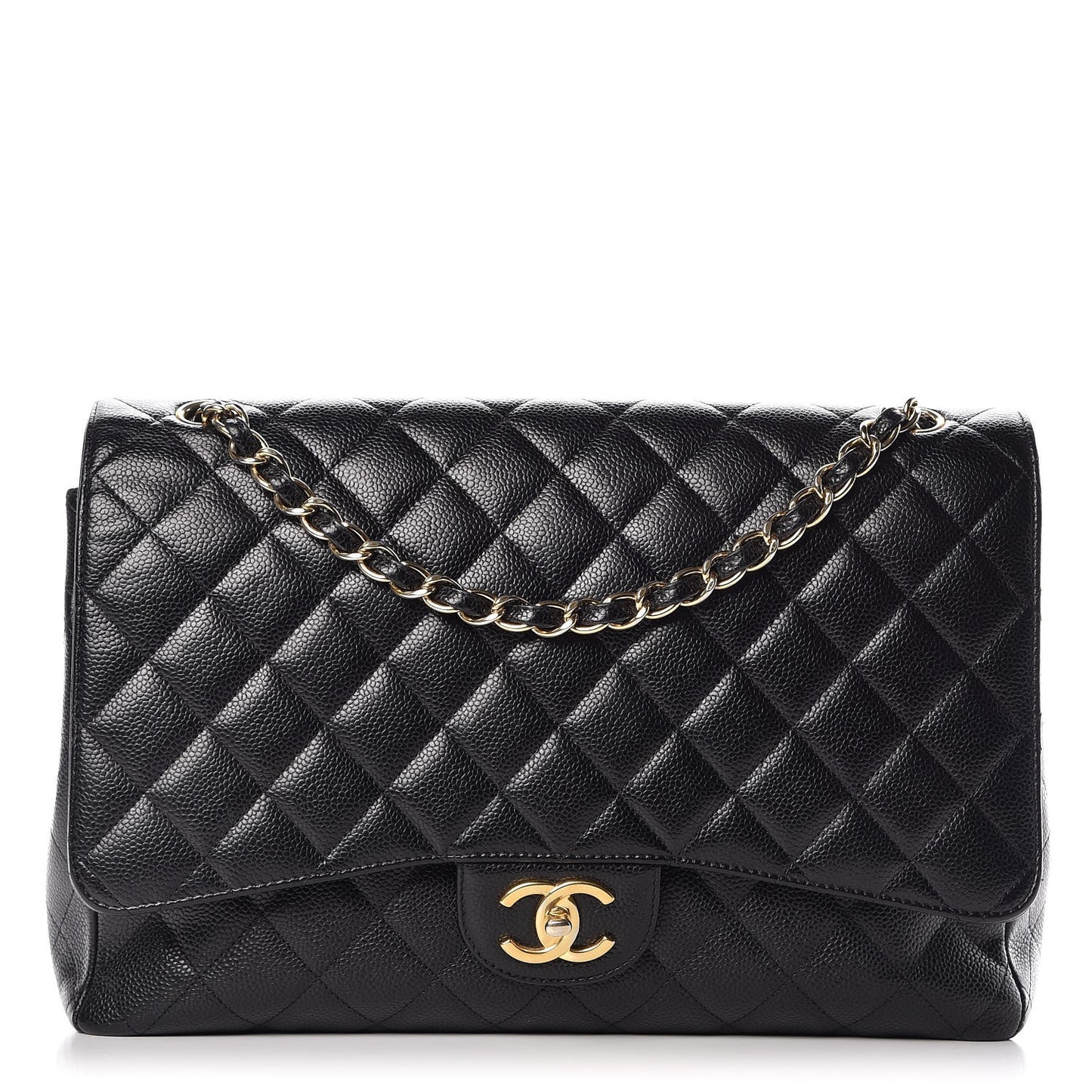 Caviar Quilted Maxi Double Flap Black