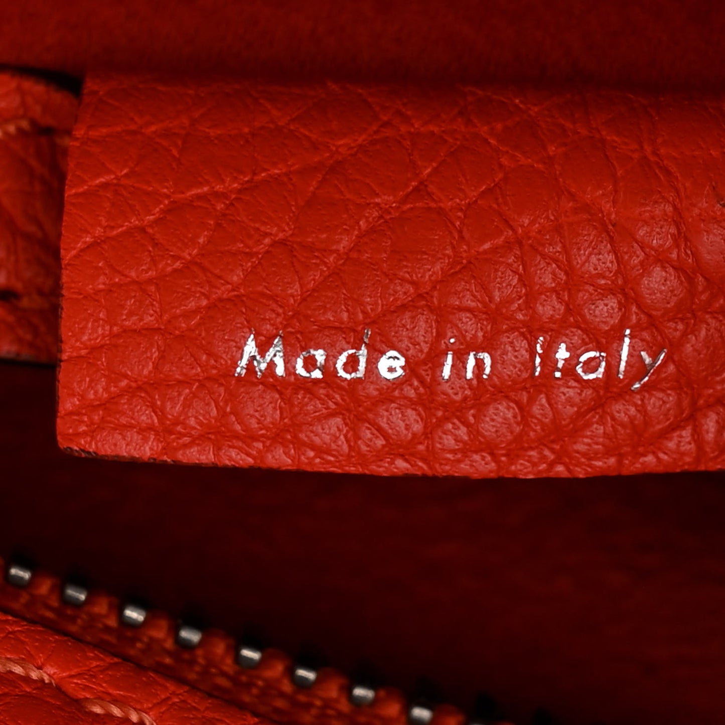 Drummed Calfskin Nano Luggage Vermillion