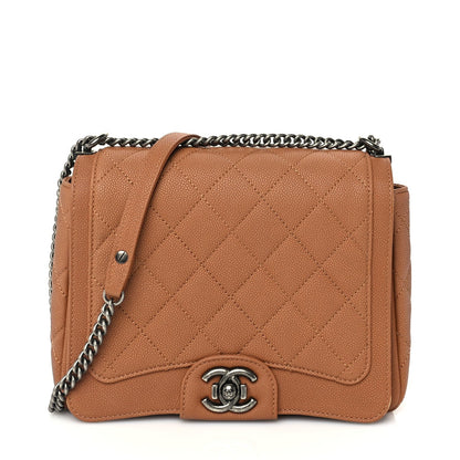 Chanel Washed Caviar Quilted Small Square Turn Around Ligne Flap Camel 1 of 9