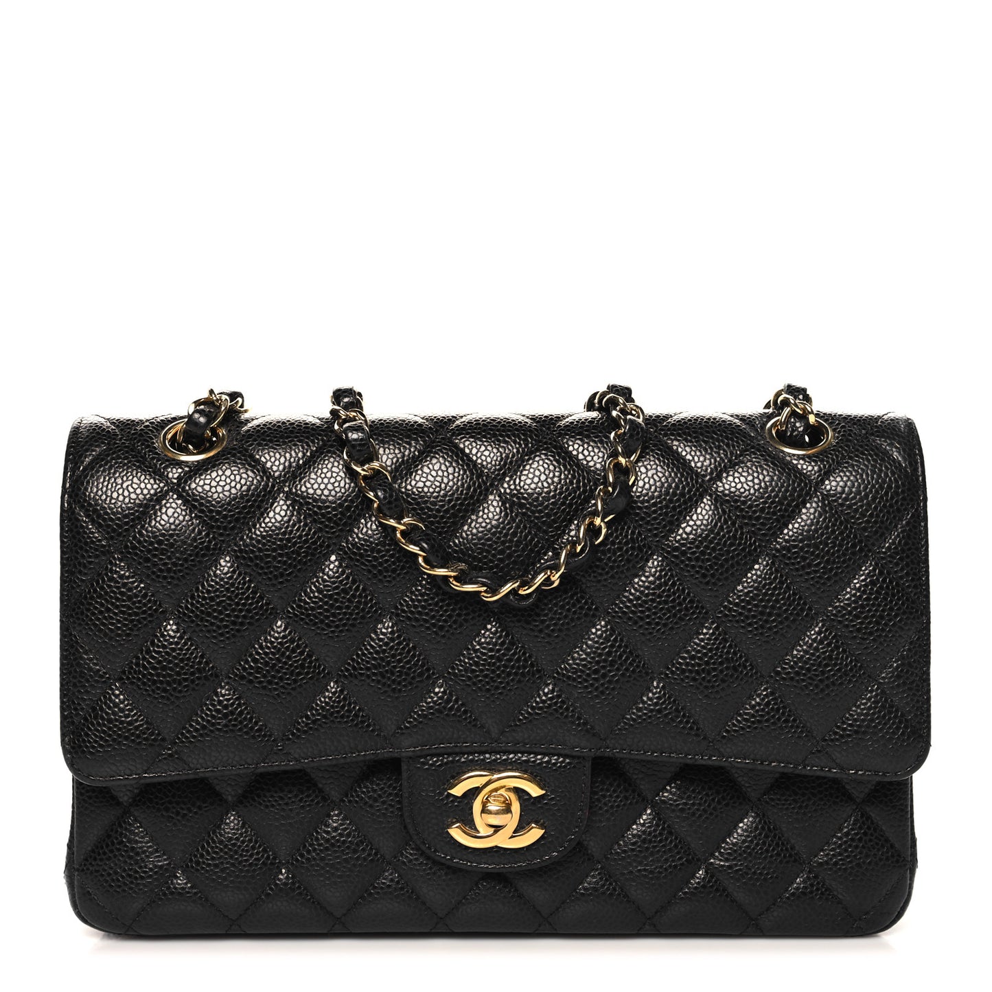 Caviar Quilted Medium Double Flap Black