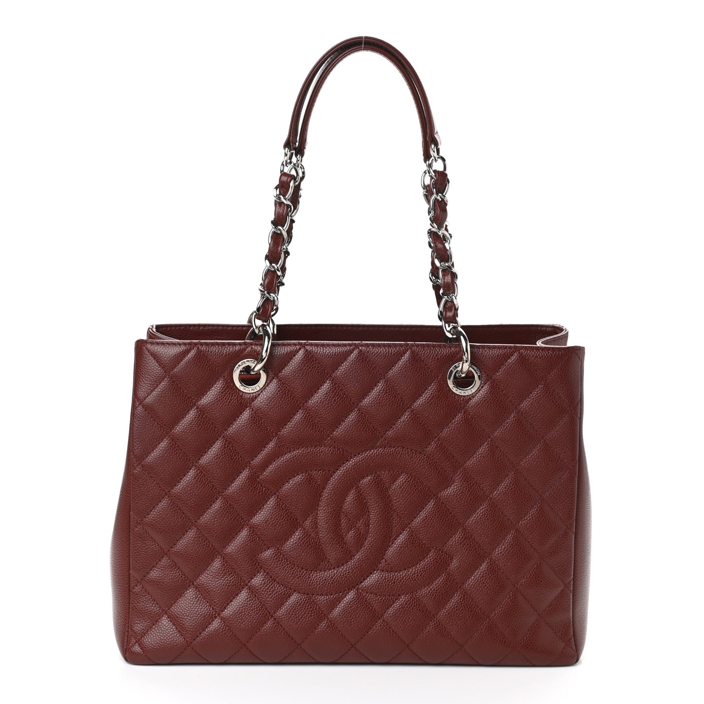Caviar Quilted Grand Shopping Tote GST Dark Burgundy
