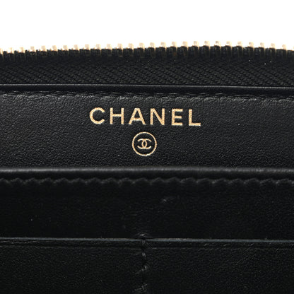 Chanel Caviar Studded Deauville Large Zip Around Wallet Black 6 of 10