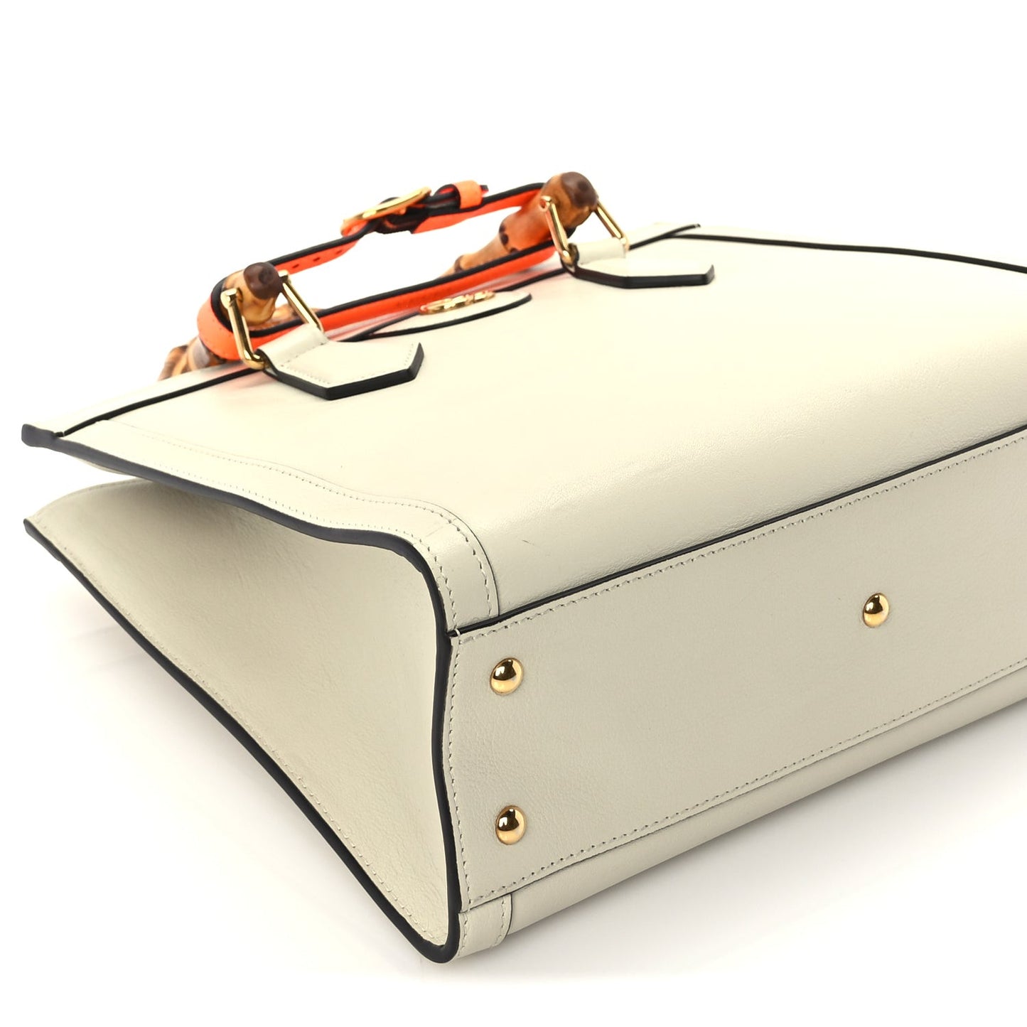 Wonka Grain Calfskin Medium Diana Tote Bag Mystic White Orange Fluo