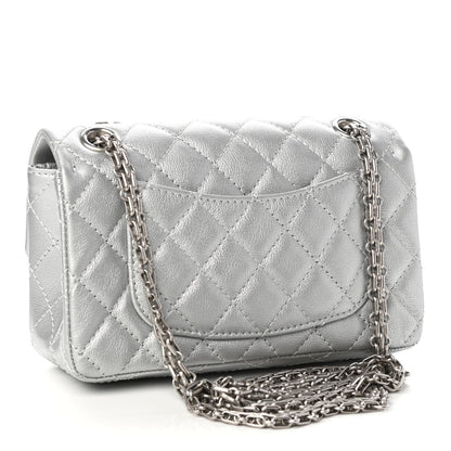 Chanel Metallic Grained Calfskin Quilted 2.55 Reissue Mini Flap Silver 3 of 11