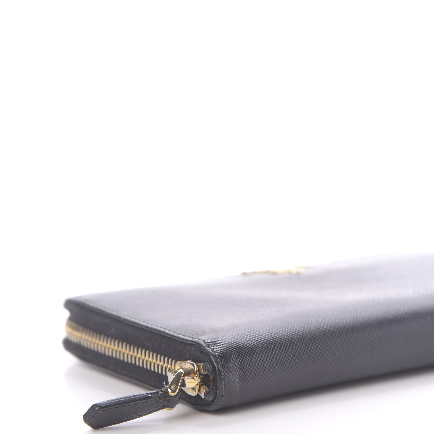 Prada Saffiano Metal Zip Around Wallet Black 6 of 10