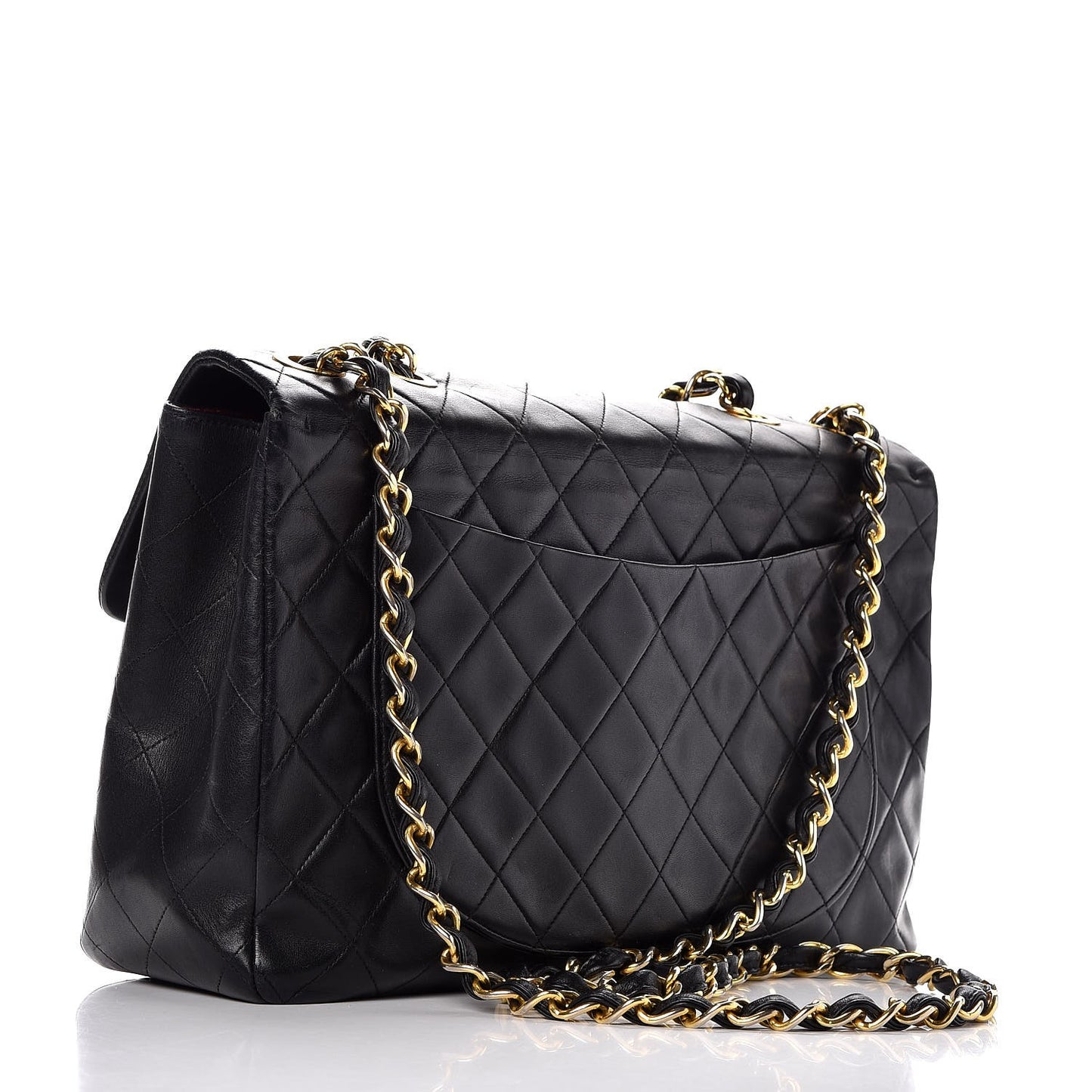 Lambskin Quilted XL Jumbo Single Flap Black