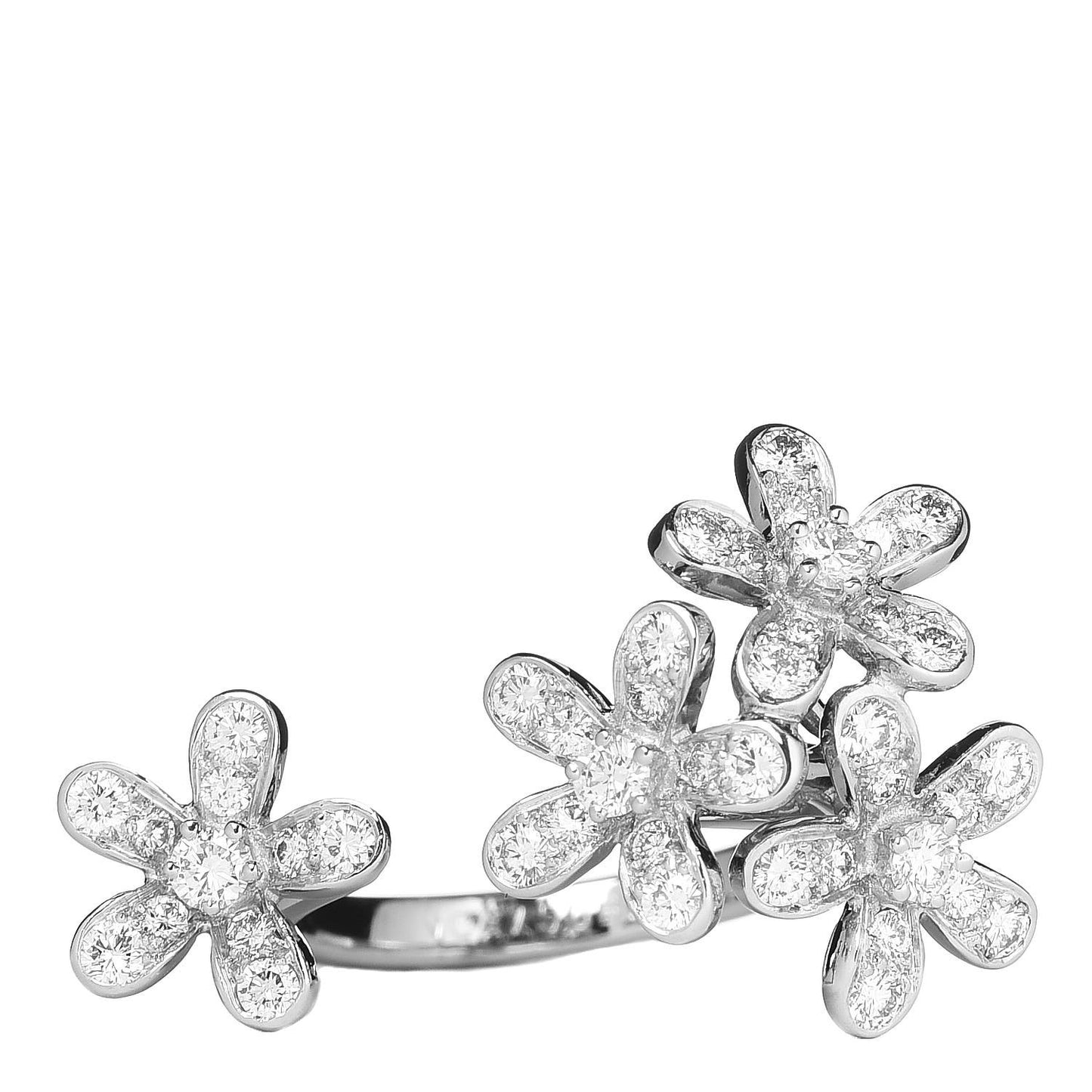 18K White Gold Diamond Socrate Between The Finger Ring 48 4.5