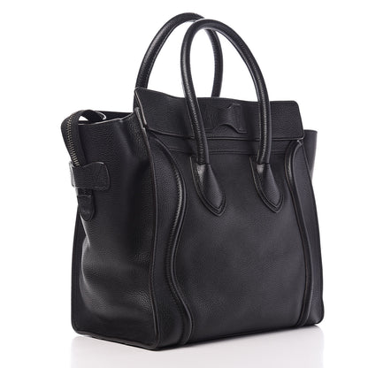 Celine Drummed Calfskin Mini Luggage Black 3 of 9
