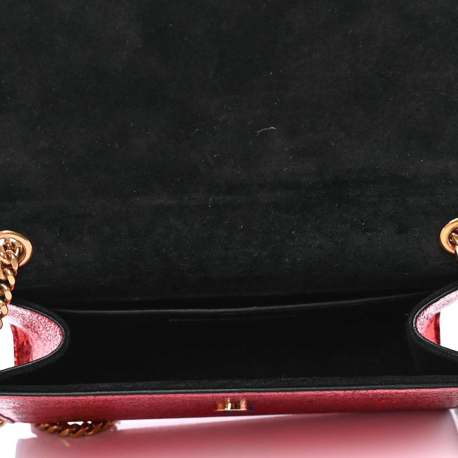 Saint Laurent Metallic Calfskin Small Classic Monogram Kate Satchel Red 4 of 4