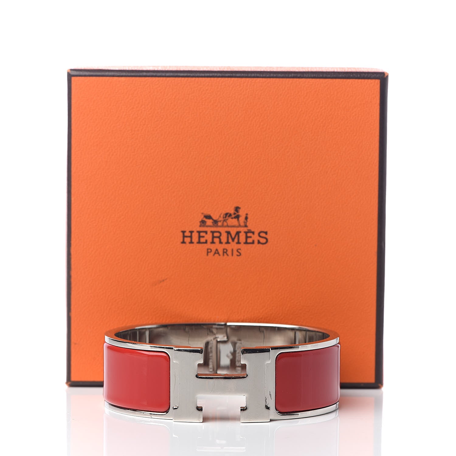 Hermes Enamel Wide Clic Clac H Bracelet GM Red 5 of 5
