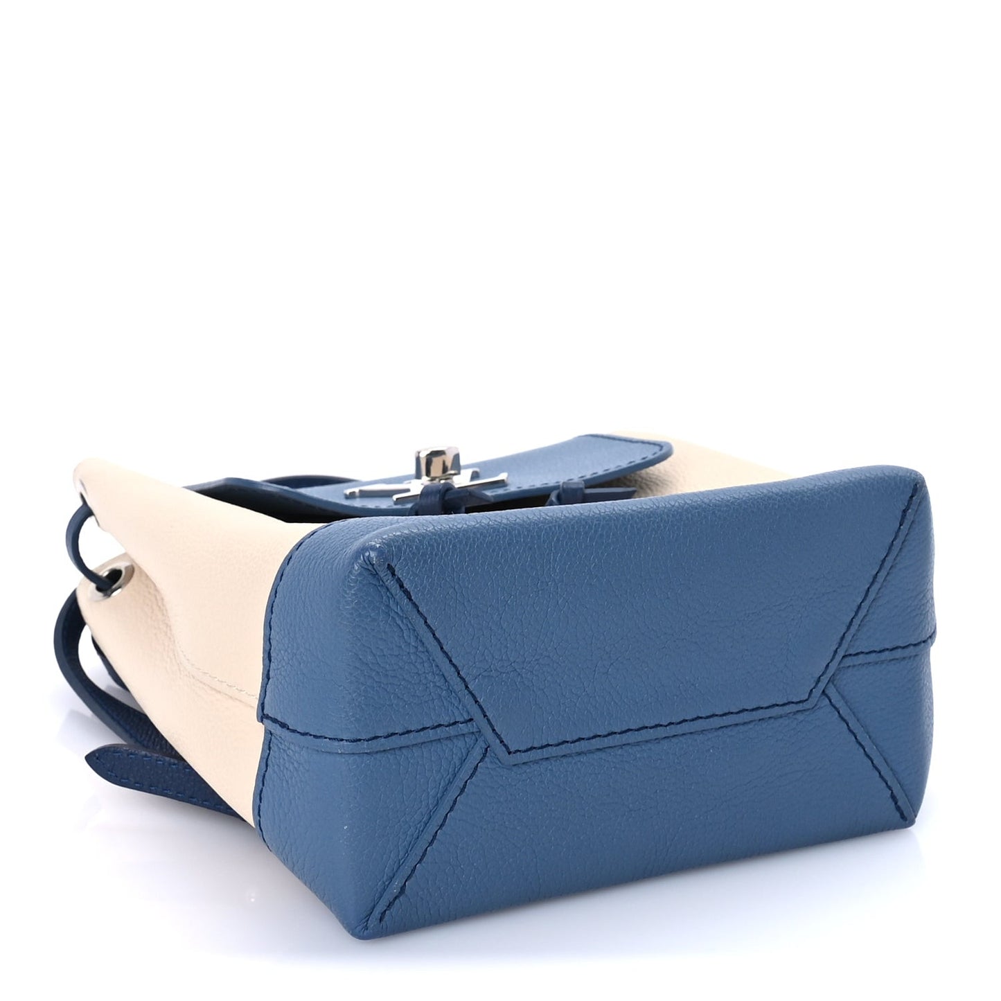 Calfskin Lockme Mini Backpack Blue Jean Creme
