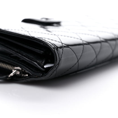 Chanel Striated Patent Quilted Zipped Pocket Long Wallet Black 9 of 11