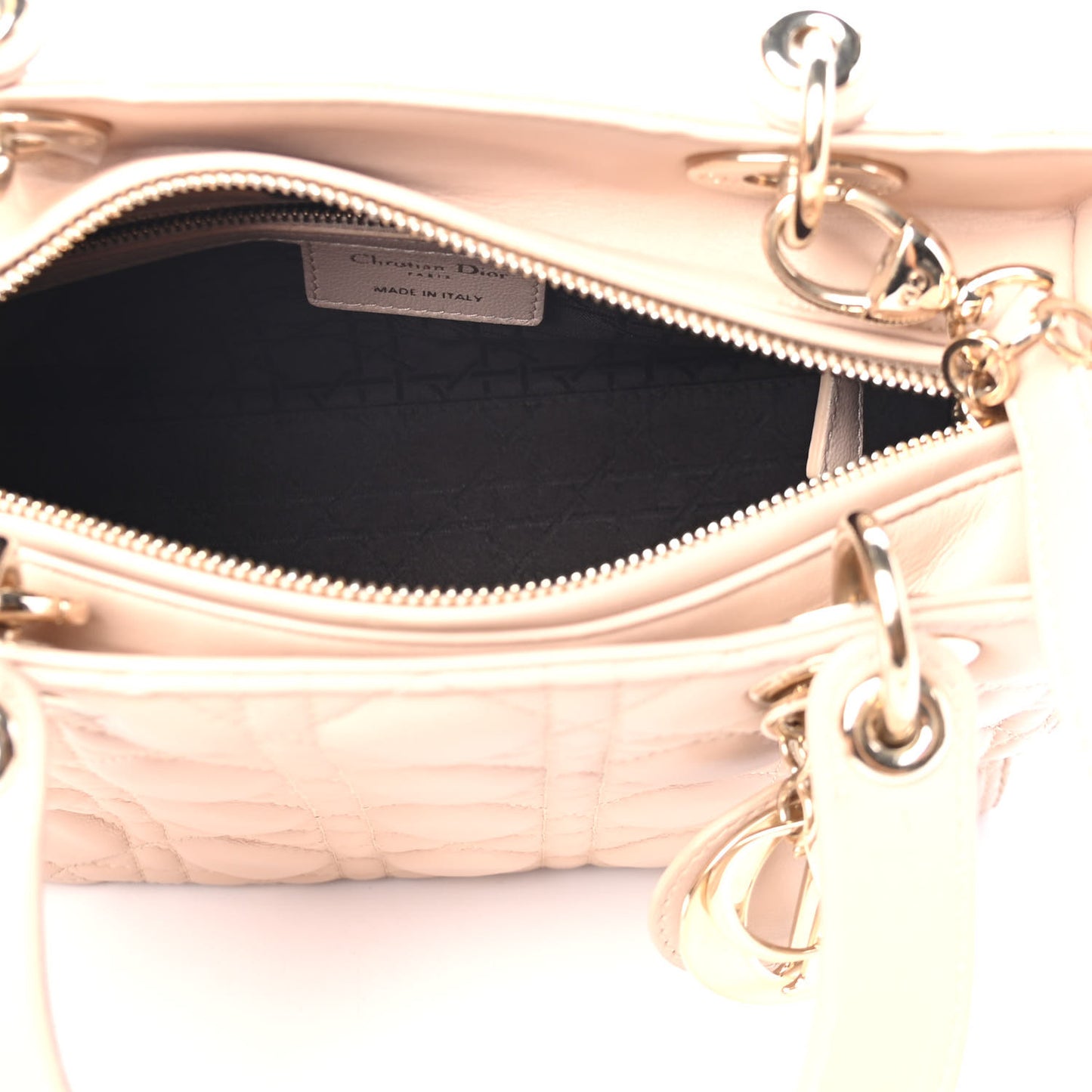 Lambskin Cannage Medium Lady Dior Rose Poudre