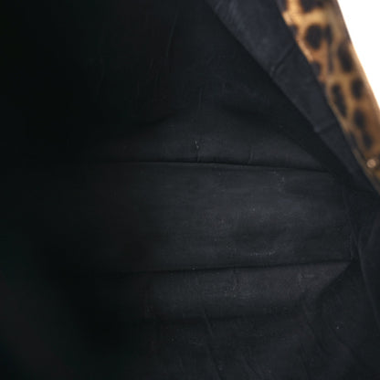 Saint Laurent Canvas Calfskin Leopard Print Rive Gauche Noe Tote Natural Black 4 of 8
