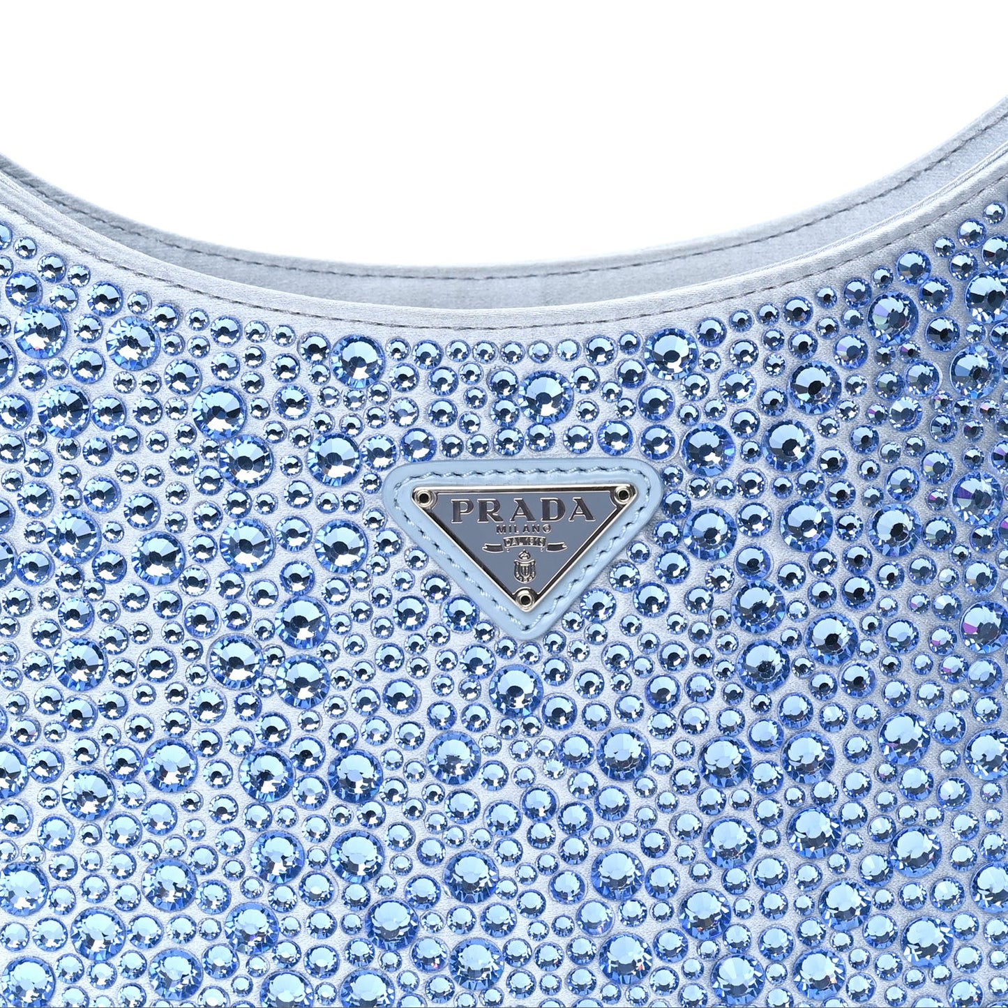 Satin Crystal Cleo Adjustable Strap Shoulder Bag  Celeste