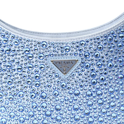Prada Satin Crystal Cleo Adjustable Strap Shoulder Bag  Celeste 6 of 7