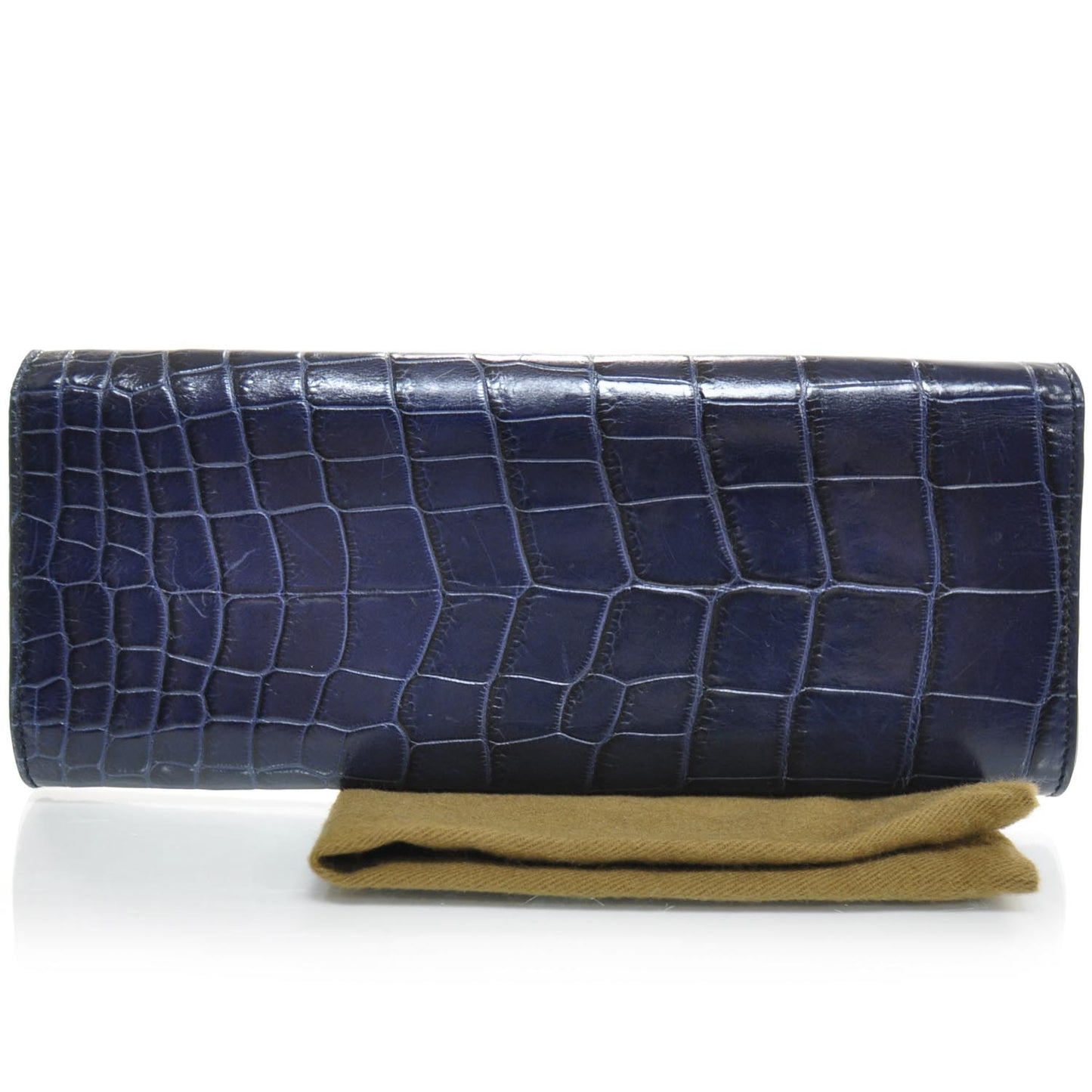Crocodile Embossed Leather Romy Buckle Clutch