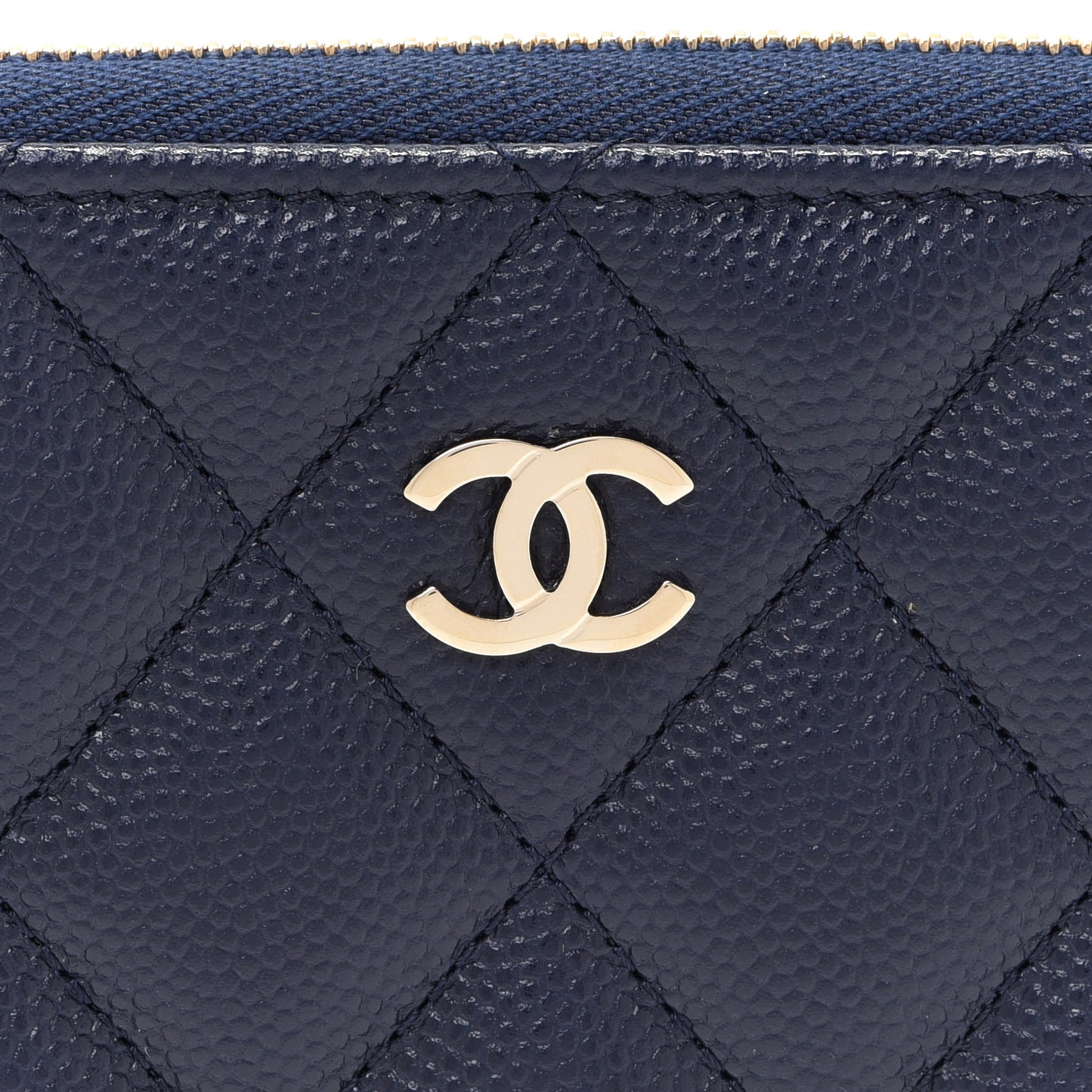 Caviar Quilted Large Gusset Zip Around Wallet Navy