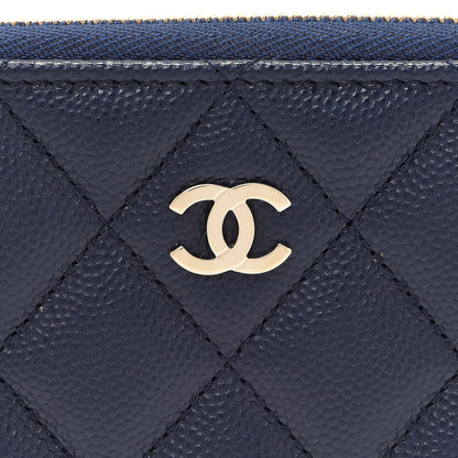 Chanel Caviar Quilted Large Gusset Zip Around Wallet Navy 9 of 10