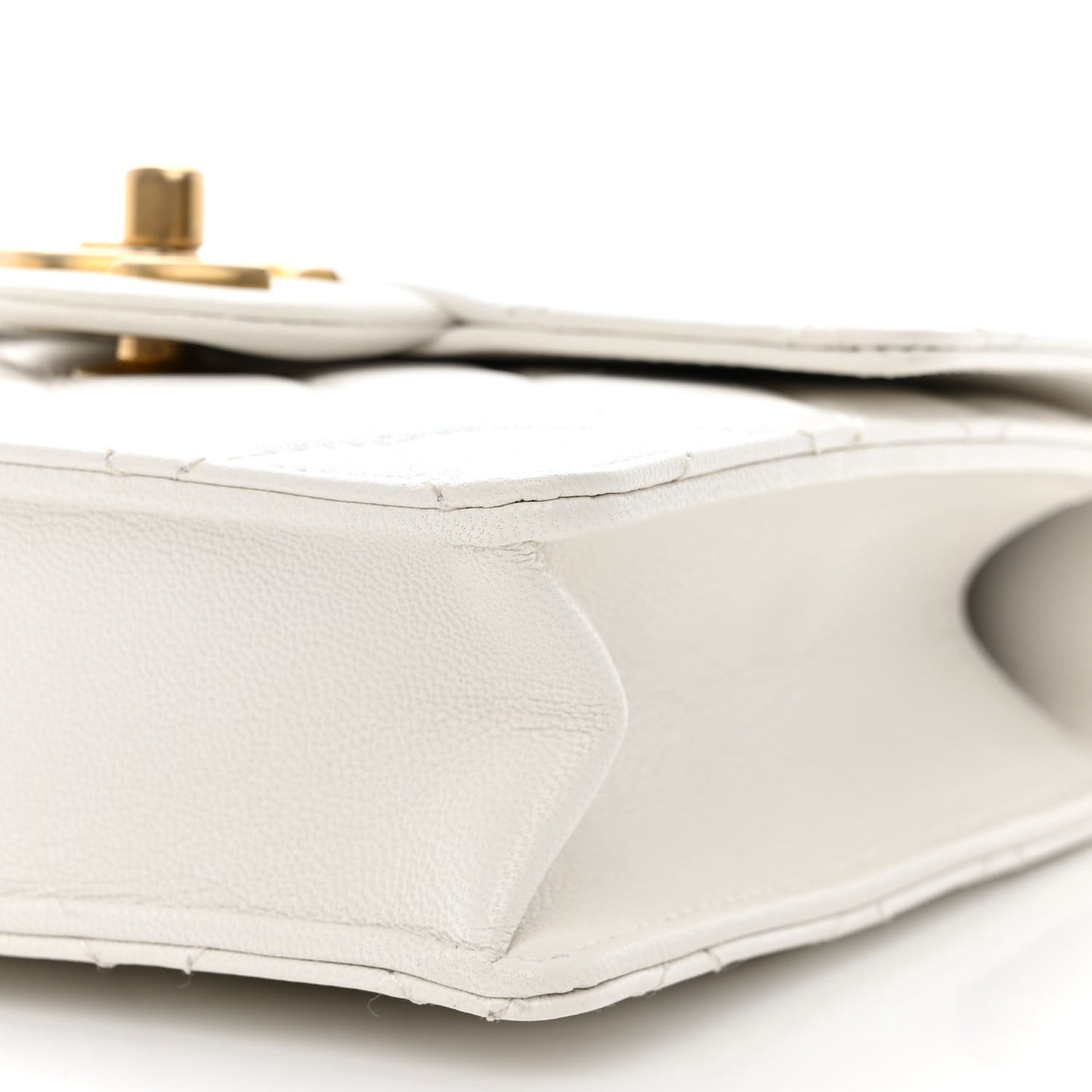 Goatskin Quilted Chic Pearls Flap White