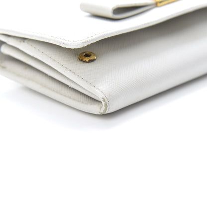 Prada Saffiano Bow Continental Wallet Talco 10 of 17