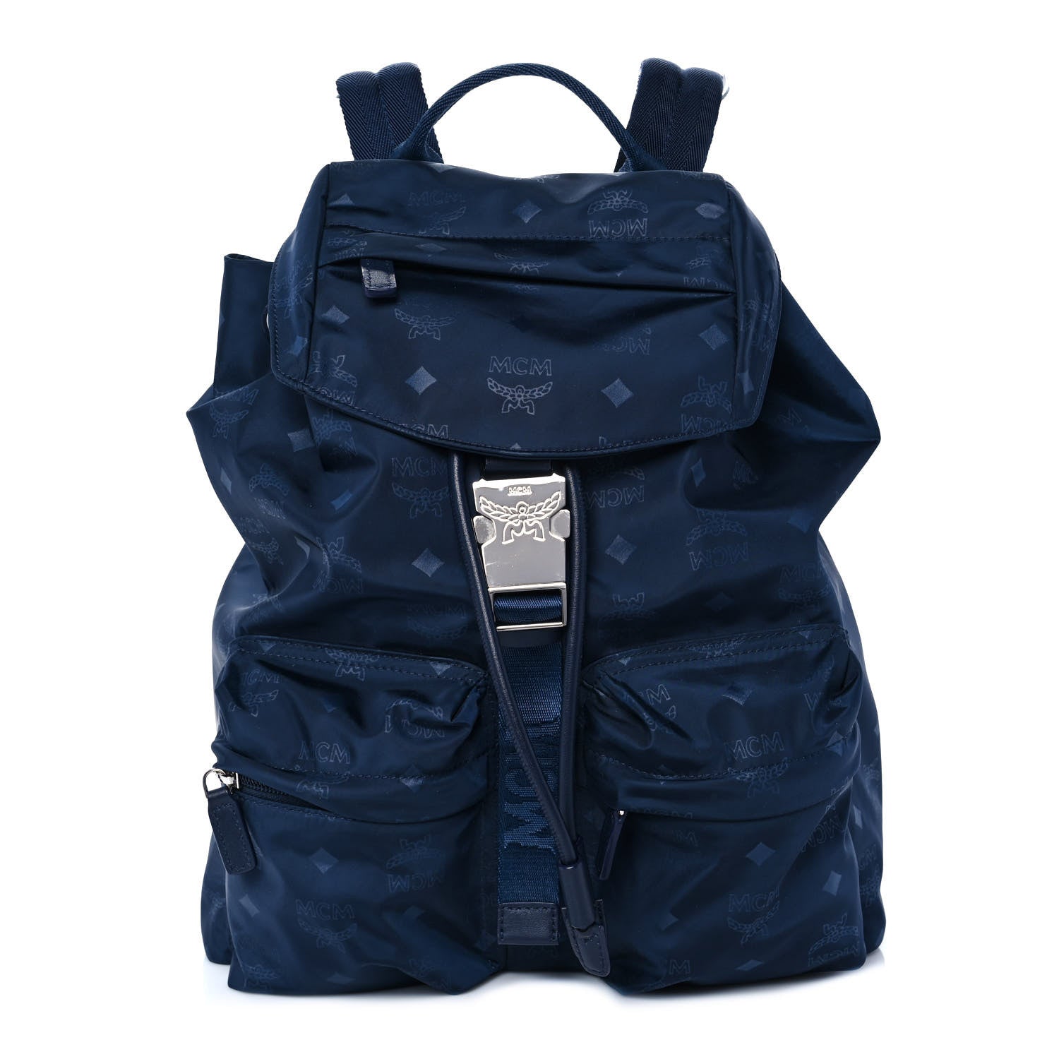 MCM Nylon Monogram Small Tivitat Two-Pocket Backpack Blue 1 of 9